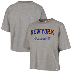 New York Knicks '47 Women's Pivot Drop Needle Cropped T-Shirt - Gray cheap