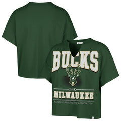 Milwaukee Bucks '47 Women's Elation Oversized Notch Neck T-Shirt - Hunter Green on sale