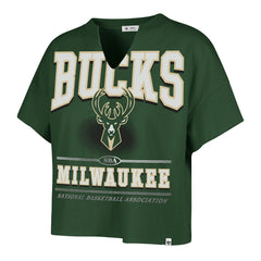 Milwaukee Bucks '47 Women's Elation Oversized Notch Neck T-Shirt - Hunter Green on sale