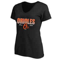 Baltimore Orioles Profile Women's Plus Size Wordmark V-Neck T-Shirt Black
