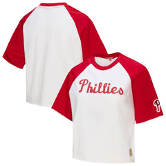 Philadelphia Phillies Women's Cropped Raglan Boxy T-Shirt White