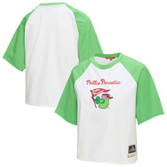 Philadelphia Phillies Women's Cropped Raglan Mascot Boxy T-Shirt White