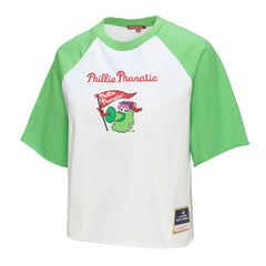 Philadelphia Phillies Women's Cropped Raglan Mascot Boxy T-Shirt White
