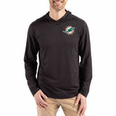 Miami Dolphins Cutter & Buck Coastline Epic Comfort Eco Recycled Long Sleeve Hoodie T-Shirt - Black sale