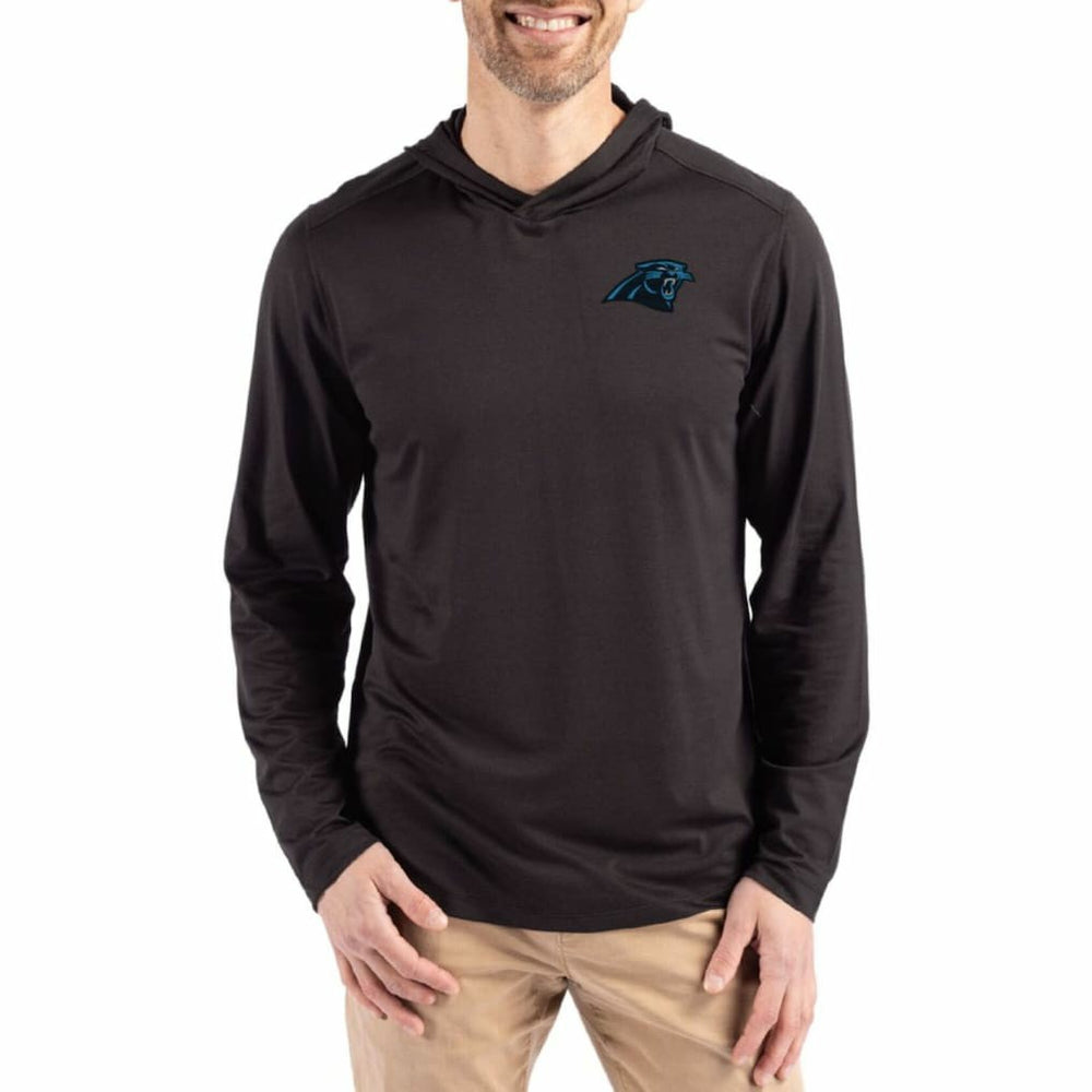 Carolina Panthers Cutter & Buck Coastline Epic Comfort Eco Recycled Long Sleeve Hoodie T-Shirt - Black outlet