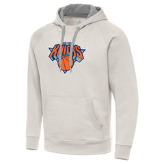 New York Knicks Antigua Big Logo Victory Pullover Hoodie - Cream for sale
