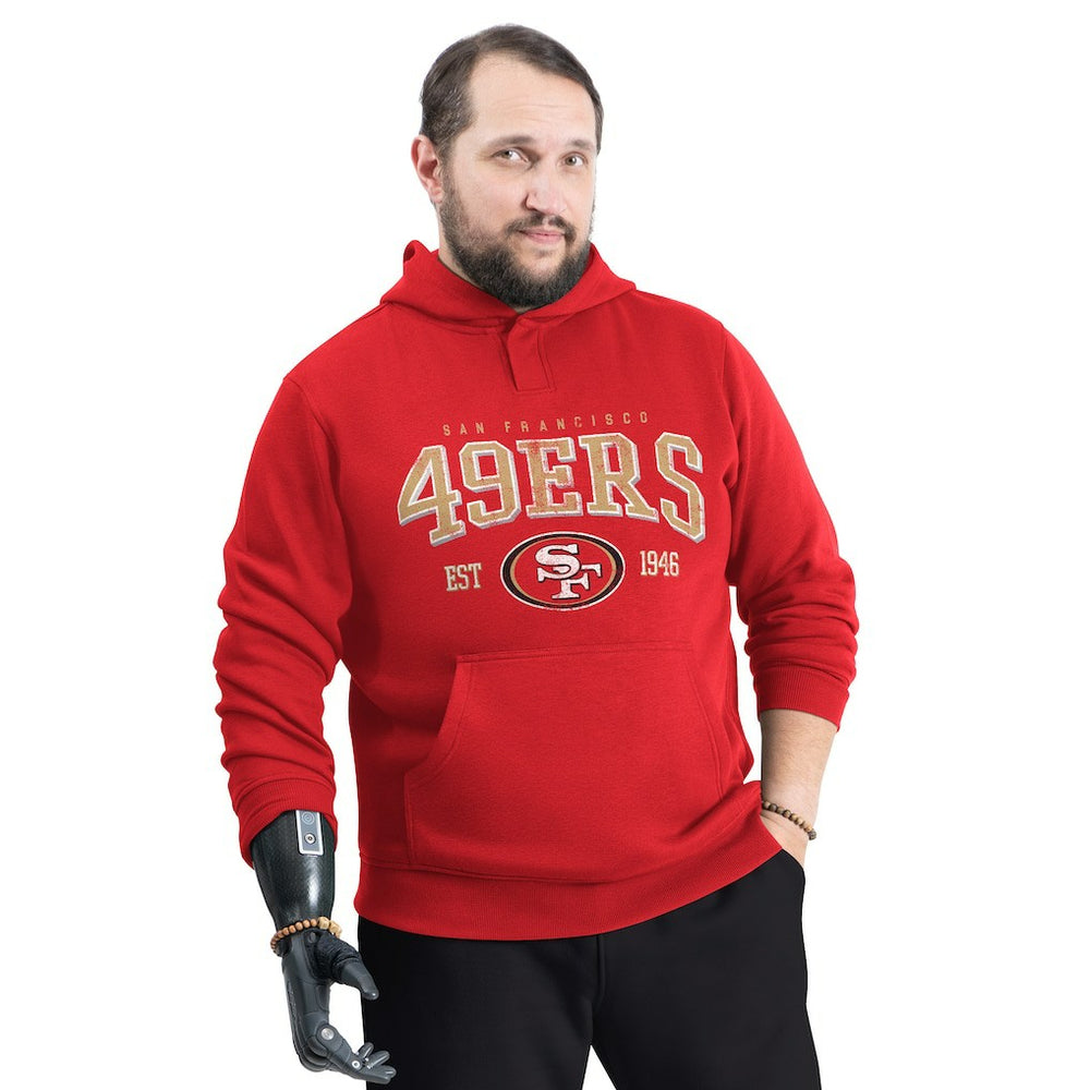 San Francisco 49ers G-III Sports by Carl Banks Adaptive Team Spirit Graphic Fleece Pullover Hoodie - Scarlet for sale