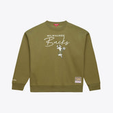 Milwaukee Bucks Women's Lightweight Script Sweatshirt - Olive sale