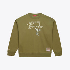 Milwaukee Bucks Women's Lightweight Script Sweatshirt - Olive sale