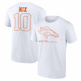 Bo Nix Denver Broncos Outline Player T-Shirt - White on sale