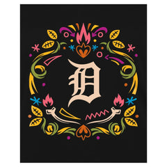 Detroit Tigers Women's Día de los Muertos V-Neck T-Shirt Black