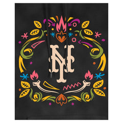 New York Mets Women's Día de Muertos Mineral Wash Hoodie Sweatshirt Black
