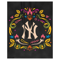 New York Yankees Women's Día de Muertos Mineral Wash Hoodie Sweatshirt Black