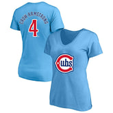 Pete Crow-Armstrong Chicago Cubs Profile Women's Plus Size Name & Number V-Neck T-Shirt Light Blue