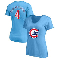 Pete Crow-Armstrong Chicago Cubs Profile Women's Plus Size Name & Number V-Neck T-Shirt Light Blue