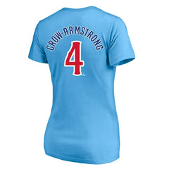 Pete Crow-Armstrong Chicago Cubs Profile Women's Plus Size Name & Number V-Neck T-Shirt Light Blue