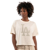 Los Angeles Dodgers Starter Women's Rhinestone Sprinkle Boxy Cropped T-Shirt Cream