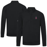 Los Angeles Angels Levelwear Upright Insignia Tri-Blend Quarter-Zip Pullover Black