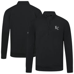 Kansas City Royals Levelwear Upright Insignia Tri-Blend Quarter-Zip Pullover Black