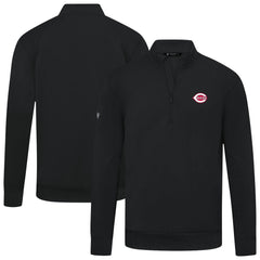 Cincinnati Reds Levelwear Upright Insignia Tri-Blend Quarter-Zip Pullover Black