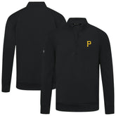 Pittsburgh Pirates Levelwear Upright Insignia Tri-Blend Quarter-Zip Pullover Black