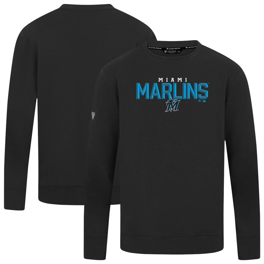 Miami Marlins Levelwear Mandate Carve Tri-Blend Sweatshirt Black