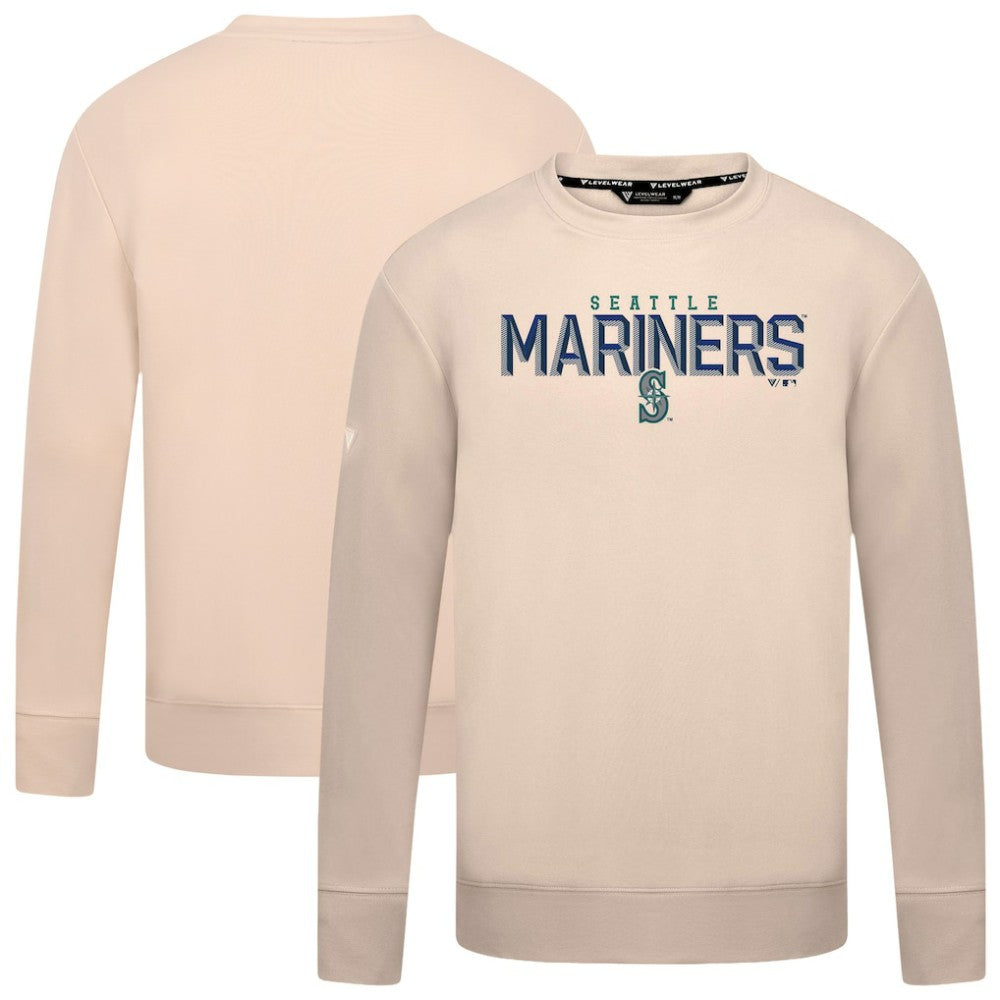 Seattle Mariners Levelwear Mandate Carve Tri-Blend Sweatshirt Khaki