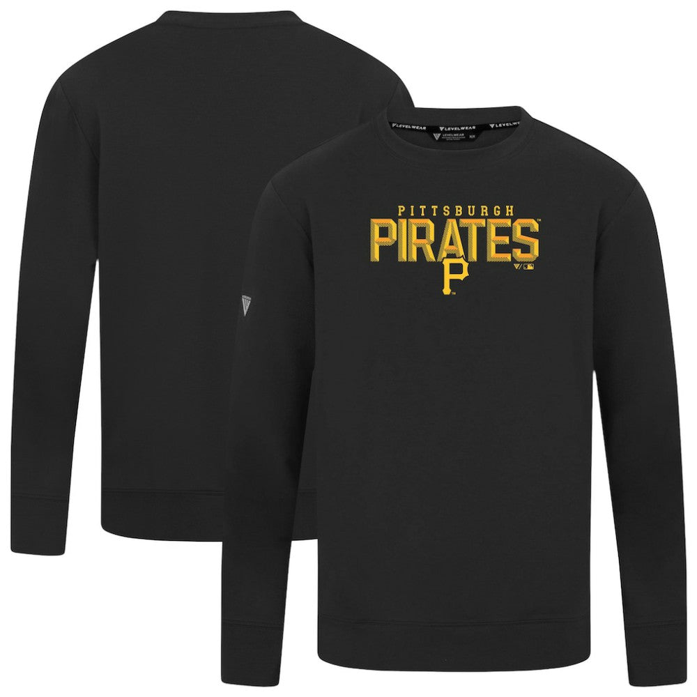 Pittsburgh Pirates Levelwear Mandate Carve Tri-Blend Sweatshirt Black