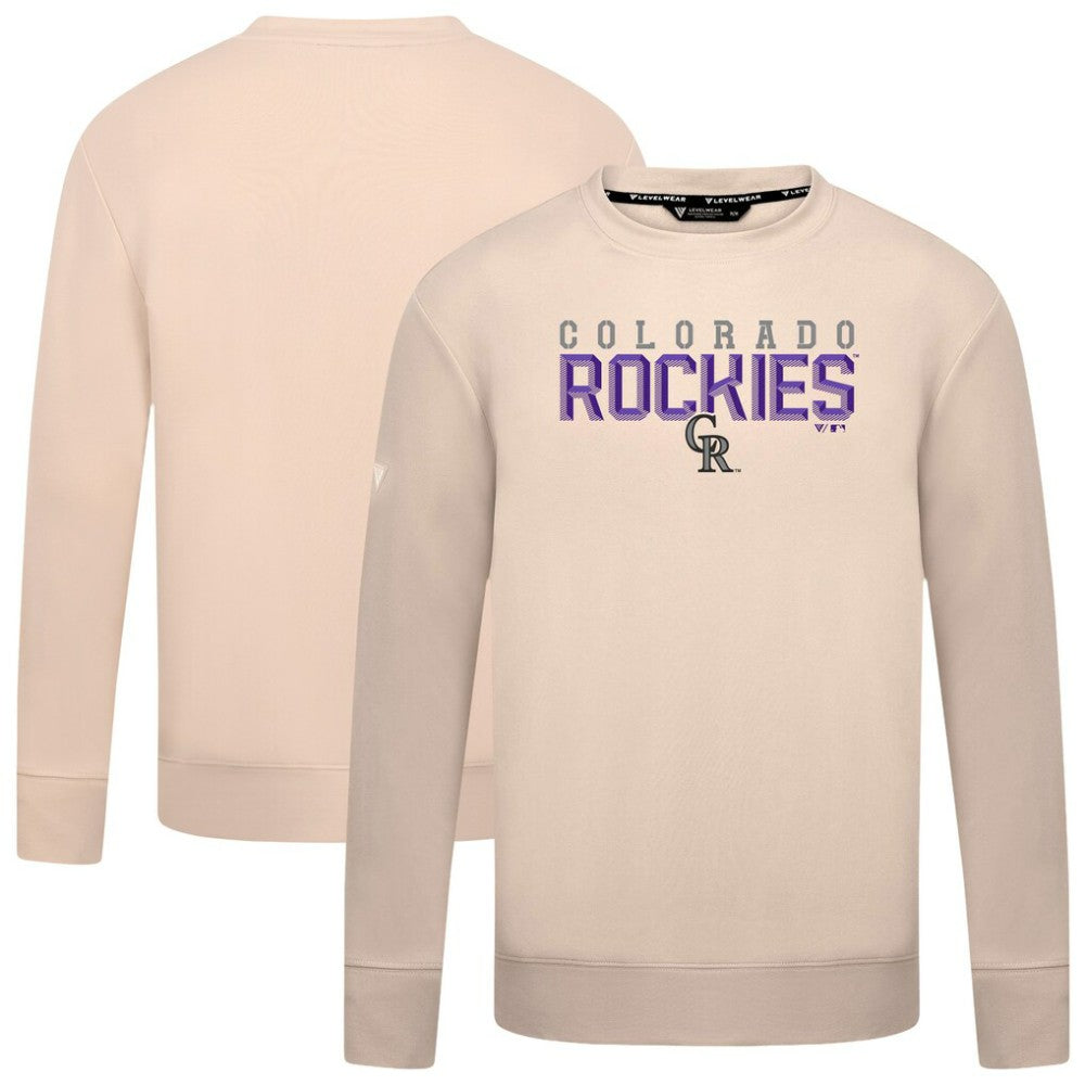 Colorado Rockies Levelwear Mandate Carve Tri-Blend Sweatshirt Khaki