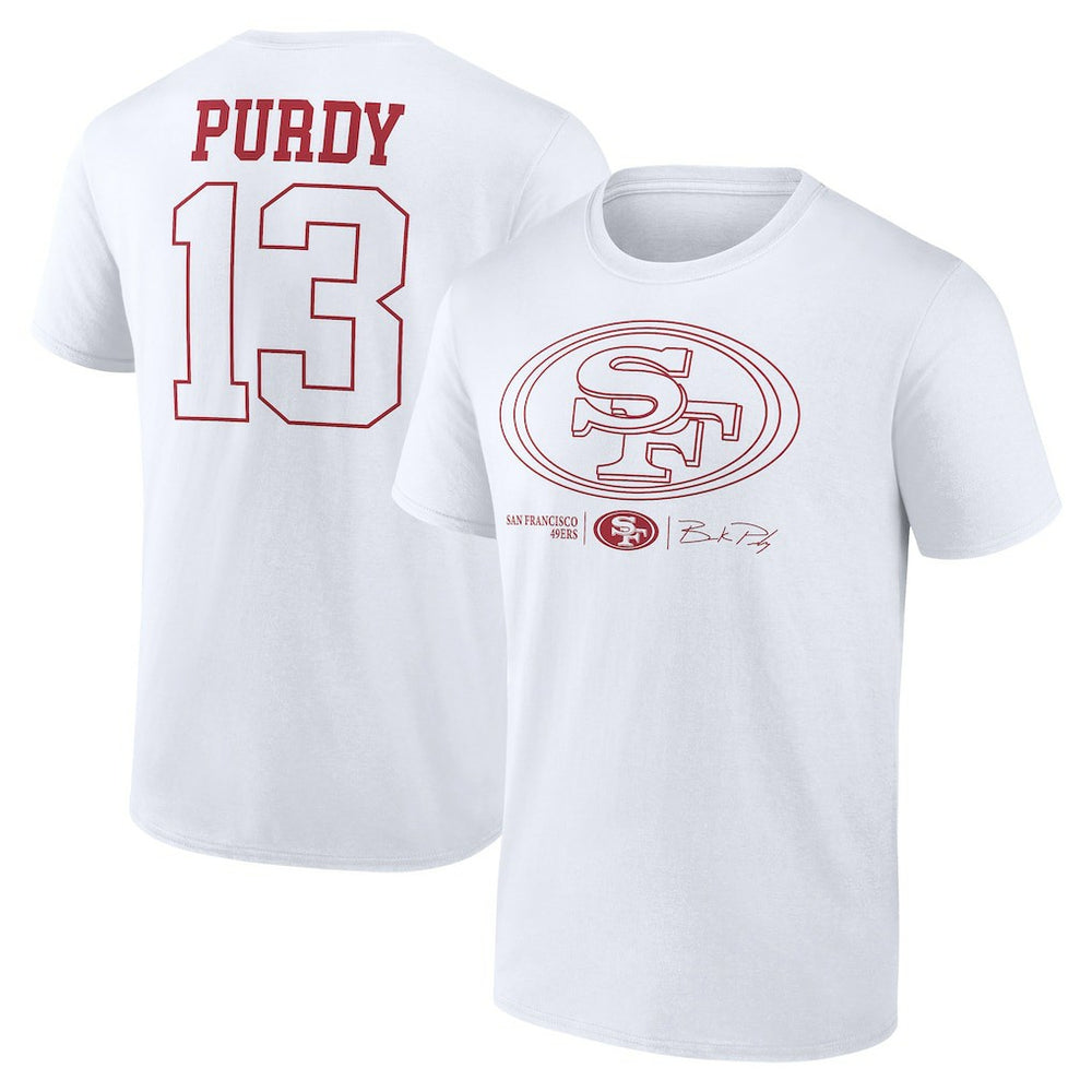 Brock Purdy San Francisco 49ers Outline Player T-Shirt - White online
