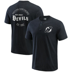 New Jersey Devils Darius Rucker Collection by Fanatics Fanatics Fest Washed Henley T-Shirt - Black T-shirts
