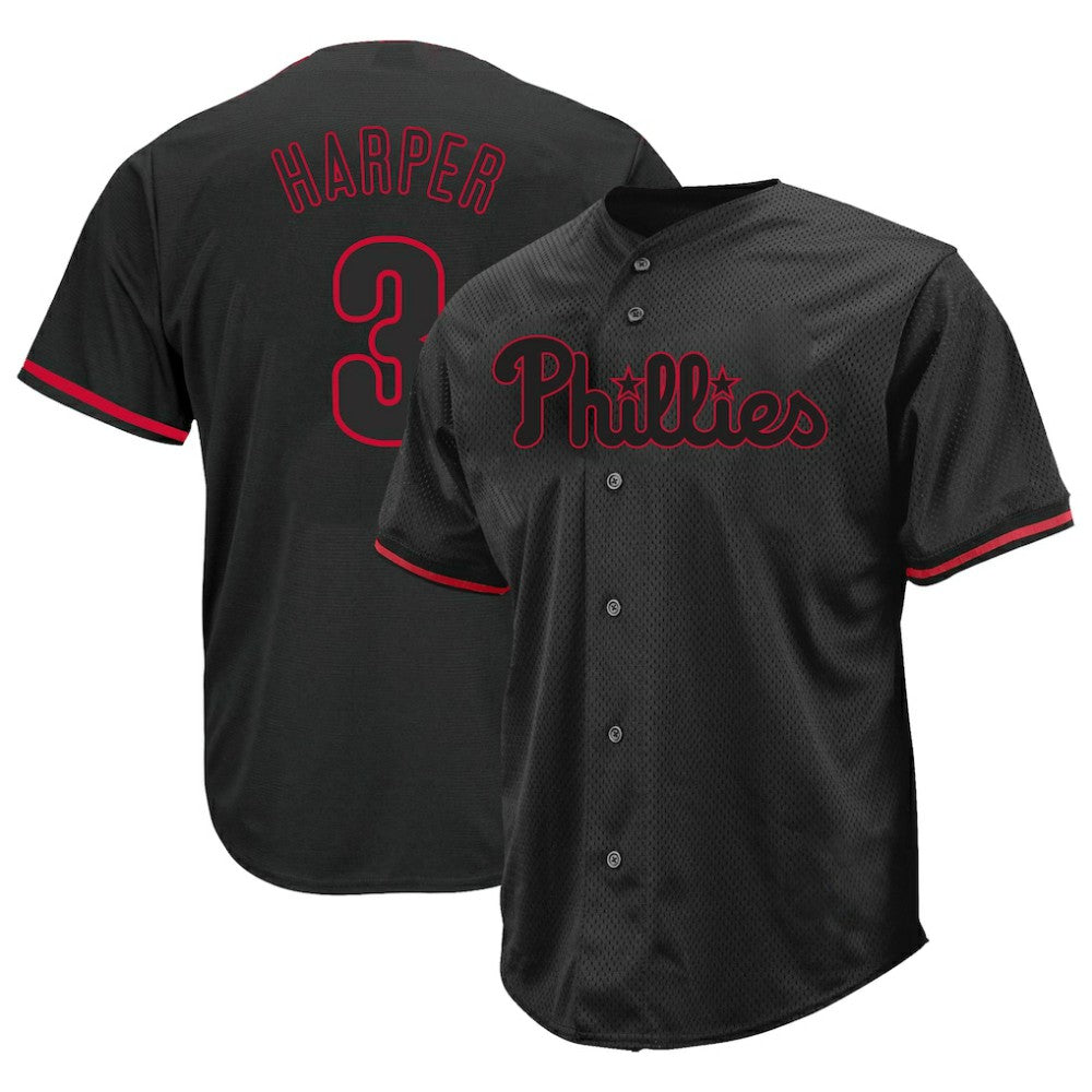 Bryce Harper Philadelphia Phillies Profile Big & Tall Pop Fashion Jersey Black