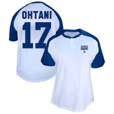 Shohei Ohtani Los Angeles Dodgers Profile Women's Plus Size Name & Number Raglan Henley T-Shirt White