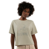 Cleveland Browns Starter Women's Rhinestone Sprinkle Boxy Cropped T-Shirt - Khaki outlet
