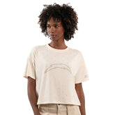Los Angeles Chargers Starter Women's Rhinestone Sprinkle Boxy Cropped T-Shirt - Cream sale