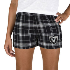 Las Vegas Raiders Concepts Sport Women's Ultimate Flannel Shorts - Black/Gray for sale