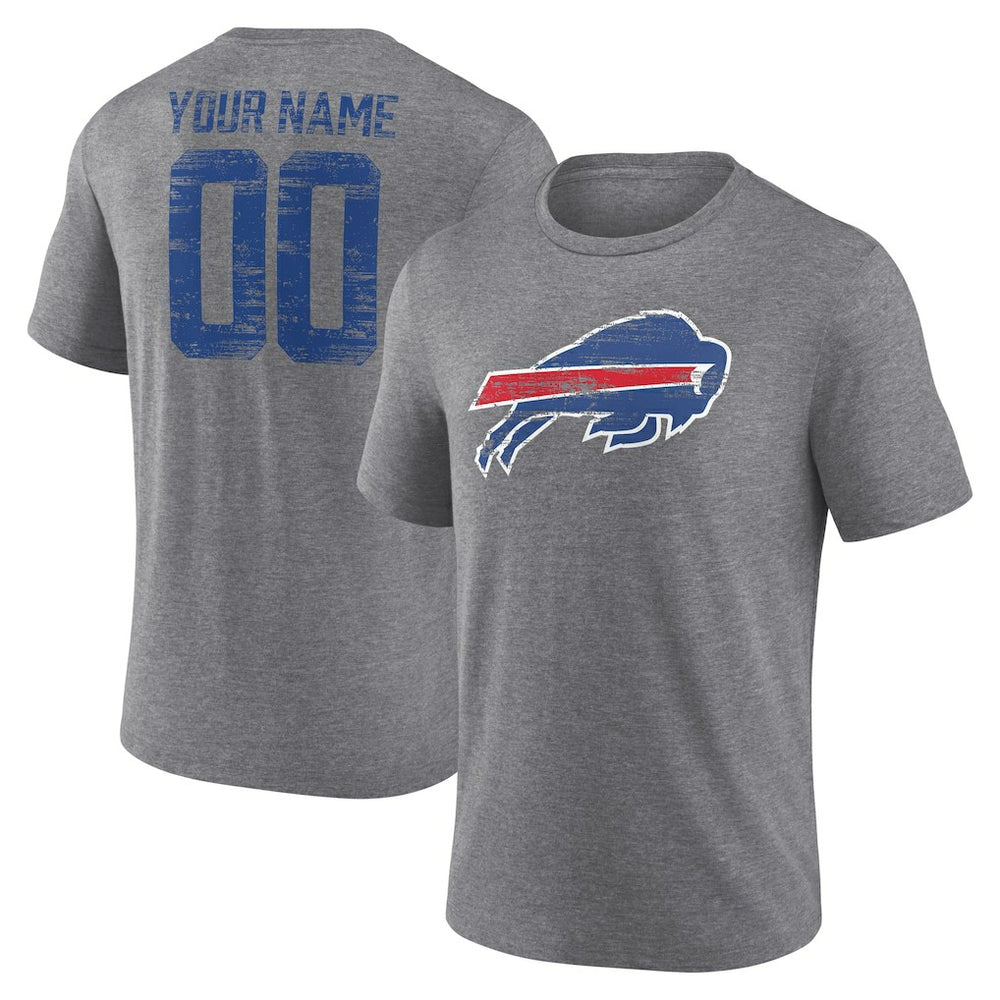 Buffalo Bills Heritage Custom Name & Number Tri-Blend T-Shirt - Gray discount