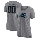 Carolina Panthers Women's Heritage Custom Name & Number Tri-Blend T-Shirt - Gray discount