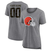 Cleveland Browns Women's Heritage Custom Name & Number Tri-Blend T-Shirt - Gray outlet