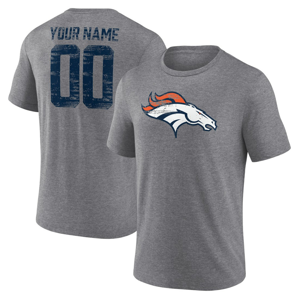 Denver Broncos Heritage Custom Name & Number Tri-Blend T-Shirt - Gray outlet