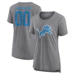 Detroit Lions Women's Heritage Custom Name & Number Tri-Blend T-Shirt - Gray online