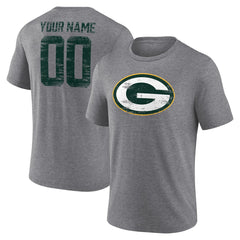Green Bay Packers Heritage Custom Name & Number Tri-Blend T-Shirt - Gray cheap