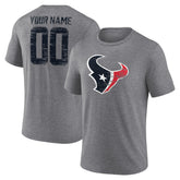 Houston Texans Heritage Custom Name & Number Tri-Blend T-Shirt - Gray for sale