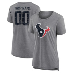 Houston Texans Women's Heritage Custom Name & Number Tri-Blend T-Shirt - Gray cheap
