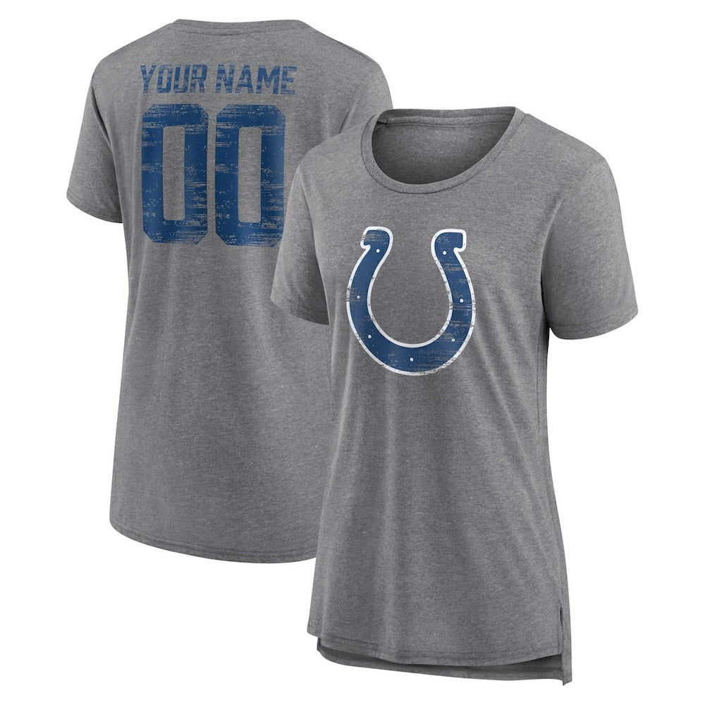 Indianapolis Colts Women's Heritage Custom Name & Number Tri-Blend T-Shirt - Gray outlet