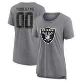 Las Vegas Raiders Women's Heritage Custom Name & Number Tri-Blend T-Shirt - Gray online