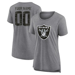 Las Vegas Raiders Women's Heritage Custom Name & Number Tri-Blend T-Shirt - Gray online