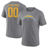 Los Angeles Chargers Heritage Custom Name & Number Tri-Blend T-Shirt - Gray for sale