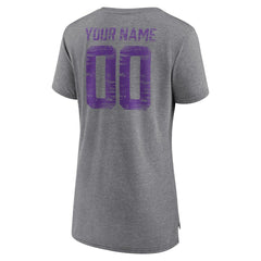 Minnesota Vikings Women's Heritage Custom Name & Number Tri-Blend T-Shirt - Gray discount