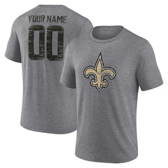 New Orleans Saints Heritage Custom Name & Number Tri-Blend T-Shirt - Gray cheap